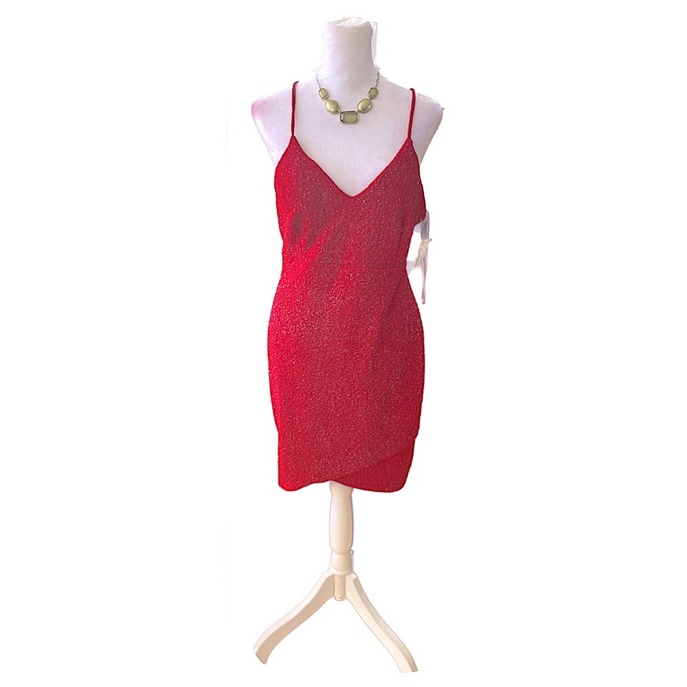 Windsor Red Sparkle Motion Glitter Mini Bodycon Dress, Women’s Size Large. - Picture 6 of 9